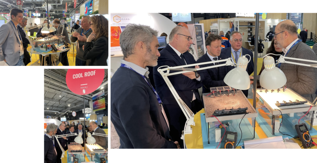 Le stand de Cool Roof au Salon des Maires et des Collectivités a permis d'engager nombre de discussions enrichissantes entre acteurs du public et du privé. Nous étions représentés par Gwendal Evenou, Ronan Caradec, Lucas Grosroyat, Aline Barthelemy et Erwan Huel.