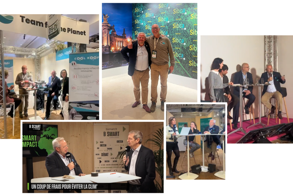 Cool Roof au Salon de l'Immobilier Bas-Carbone (SIBCA), représenté par Louis Cabaud, François Hascoet, Erwan Huel et Anne-Cécile Le Dain.