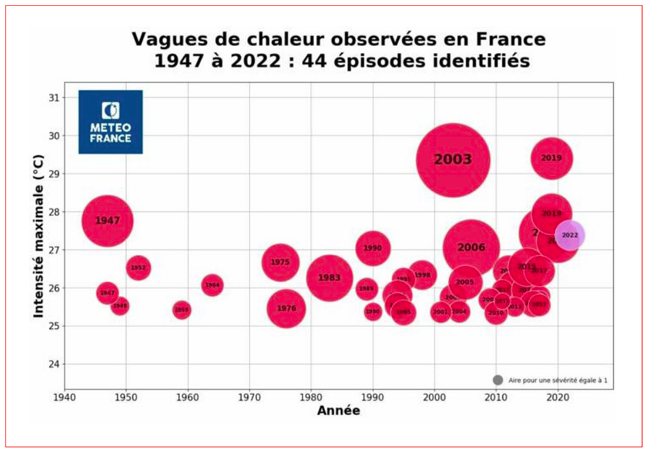 Depuis 1947, les vagues de chaleur se multiplient et aggravent le phénomène d'îlot de chaleur urbain.