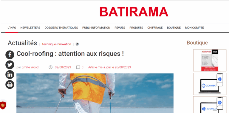 Cool Roof France répond à l’article de Batirama sur les risques du cool roofing.